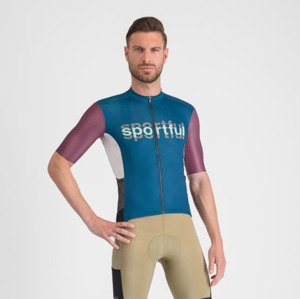 SPORTFUL Cyklistický dres s krátkym rukávom - SUPERGIARA LOGO - modrá/bordová XL