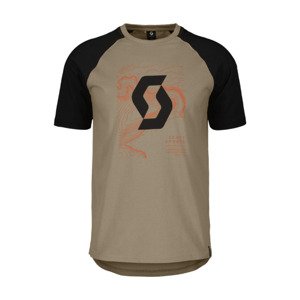 SCOTT Cyklistické tričko s krátkym rukávom - ICON - béžová/čierna XL