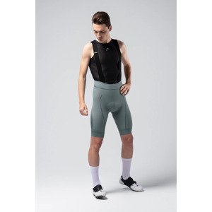 GOBIK Cyklistické nohavice krátke s trakmi - MATT COMPACT 2.0 - šedá/zelená 2XL