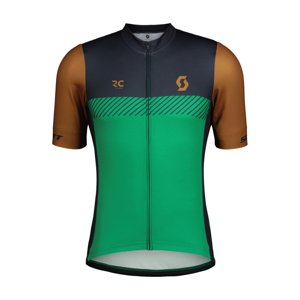 SCOTT Cyklistický dres s krátkym rukávom - RC TEAM - hnedá/zelená/modrá 2XL