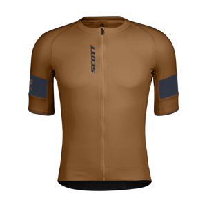 SCOTT Cyklistický dres s krátkym rukávom - ENDURANCE PRO - hnedá/modrá 2XL