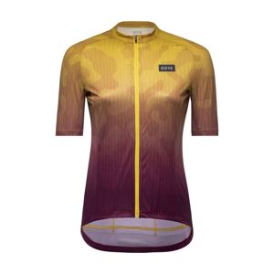 GORE Cyklistický dres s krátkym rukávom - RAIN CAMO WMN - žltá/fialová 36