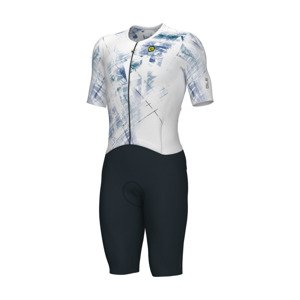 ALÉ Cyklistická kombinéza - MIRROR PR-E - biela/čierna 2XL