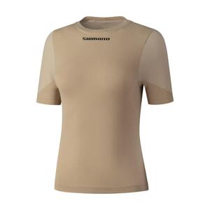 SHIMANO Cyklistické tričko s krátkym rukávom - VERTEX SS - béžová L-XL