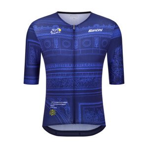 SANTINI Cyklistický dres s krátkym rukávom - TDF ARRIVÉE ARC DE TRIOMPHE - modrá