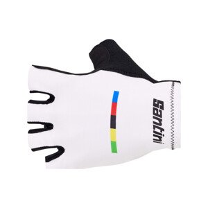 SANTINI Cyklistické rukavice krátkoprsté - UCI WORLD CHAMPION - biela