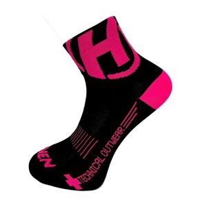 HAVEN Cyklistické ponožky klasické - LITE SILVER NEO 2PAK - čierna/ružová 40-41