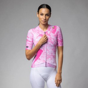 ALÉ Cyklistický dres s krátkym rukávom - MARBLE PR-E - biela/ružová 2XL