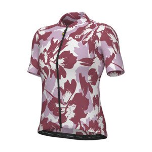 ALÉ Cyklistický dres s krátkym rukávom - FLOWER PRAGMA - biela/červená