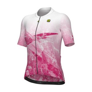 ALÉ Cyklistický dres s krátkym rukávom - QUARTZ PR-E - biela/ružová 4XL