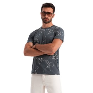 OMBRE-T-shirt OM-TSFP-0184 V-3 dark grey Šedá L
